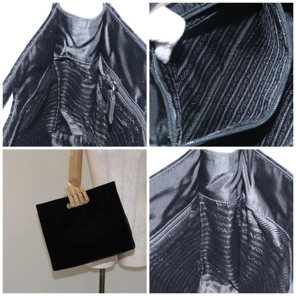 PRADA Hand Bag Velor Black - Picture 14 of 14